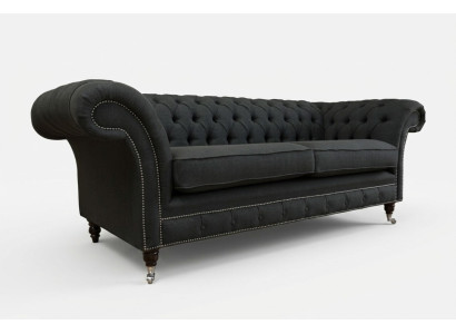 Sofà Chesterfield moderno nero a tre posti di lusso