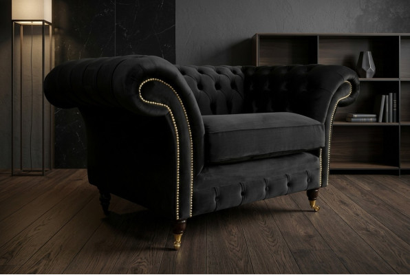 Chesterfield Design Tessuto Divano Poltrona 1.5 Posti Divani Imbottiti Lounge Nuovo Club