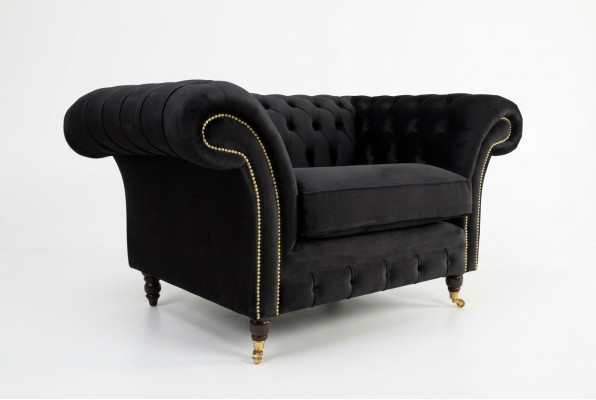 Chesterfield Design Tessuto Divano Poltrona 1.5 Posti Divani Imbottiti Lounge Nuovo Club