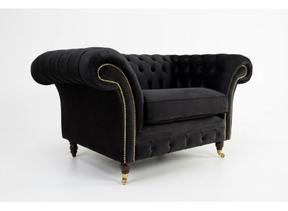 Chesterfield Design Tessuto Divano Poltrona 1.5 Posti Divani Imbottiti Lounge Nuovo Club