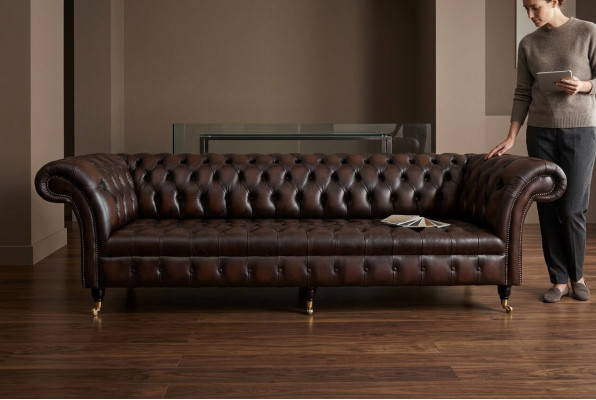 Classico divano in pelle Chesterfield di lusso, design divani couch 4 posti nuovo