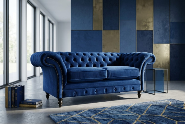 Divano Chesterfield a 2 posti imbottito, divani design.