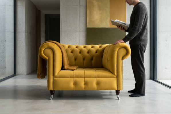 Divano Chesterfield design poltrona divano imbottita in tessuto di lusso divani 1 posto #376