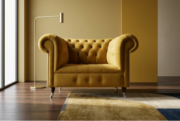 Divano Chesterfield design poltrona divano imbottita in tessuto di lusso divani 1 posto #376