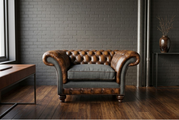 Chesterfield Design tessuto divano poltrona 1,5 posti divani imbottiti Lounge Nuovo Club