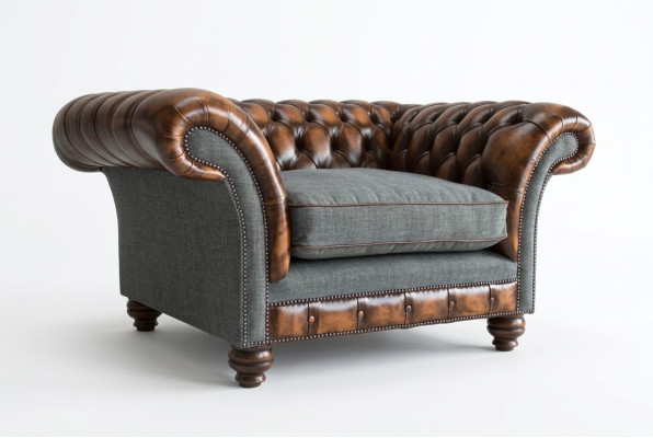 Chesterfield Design tessuto divano poltrona 1,5 posti divani imbottiti Lounge Nuovo Club