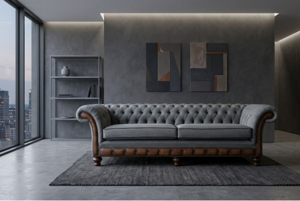 Divano Chesterfield in pelle divano in tessuto, divano, divano, imbottitura personalizzata per il soggiorno.