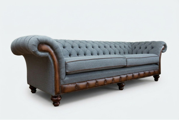 Divano Chesterfield in pelle divano in tessuto, divano, divano, imbottitura personalizzata per il soggiorno.