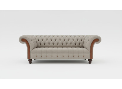 Grigio divano Chesterfield a tre posti design moderno.