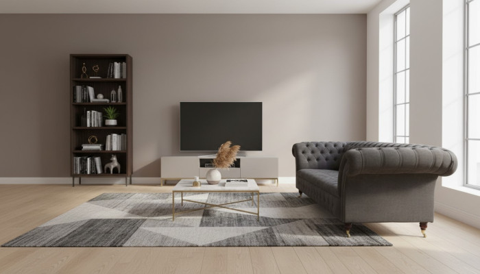 Tre posti Chesterfield Divano grigio divani imbottiti moderni divani