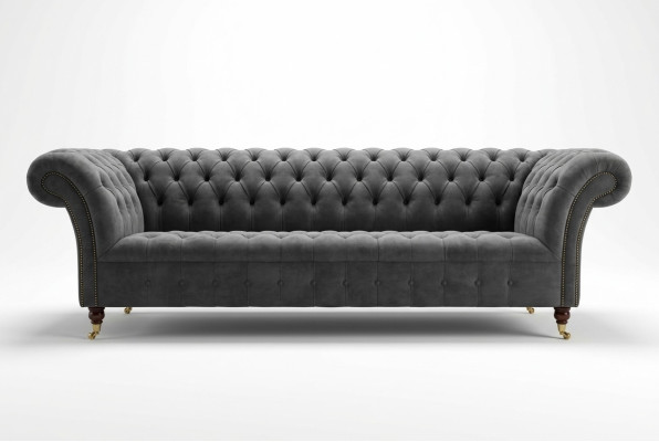 Tre posti Chesterfield Divano grigio divani imbottiti moderni divani