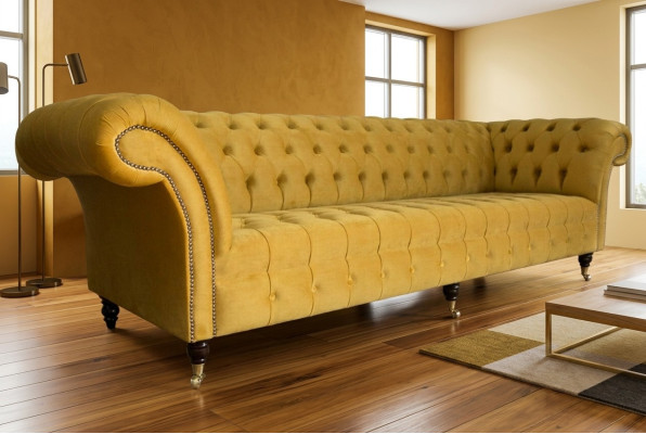 Divano divano imbottito chesterfield tessuto divani design divani di lusso divani in tessuto a 4 posti gialli