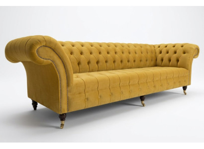 Divano divano imbottito chesterfield tessuto divani design divani di lusso divani in tessuto a 4 posti gialli