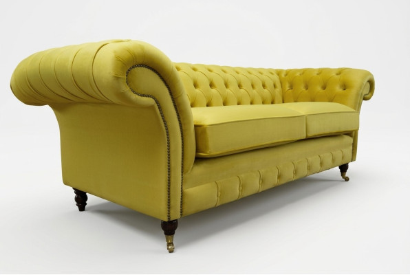 Chesterfield divano a 3 posti design divano divani imbottiti tessuto tessile Nuovo