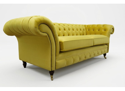 Chesterfield divano a 3 posti design divano divani imbottiti tessuto tessile Nuovo