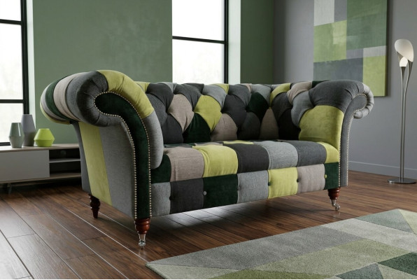 Divano Chesterfield design 2 posti divani imbottiti in tessuto per il soggiorno.