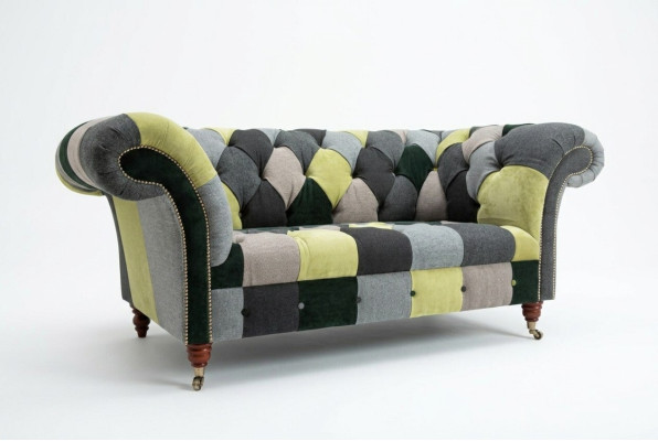Divano Chesterfield design 2 posti divani imbottiti in tessuto per il soggiorno.
