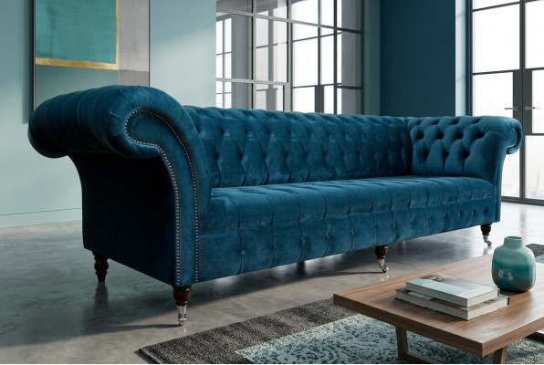 Design Chesterfield Set di divani 4 posti in tessuto divano divano imbottito divani 265 cm
