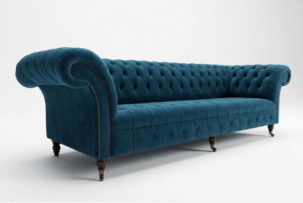 Design Chesterfield Set di divani 4 posti in tessuto divano divano imbottito divani 265 cm