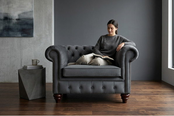 Chesterfield Design poltrona divano imbottita di lusso in tessuto a un posto