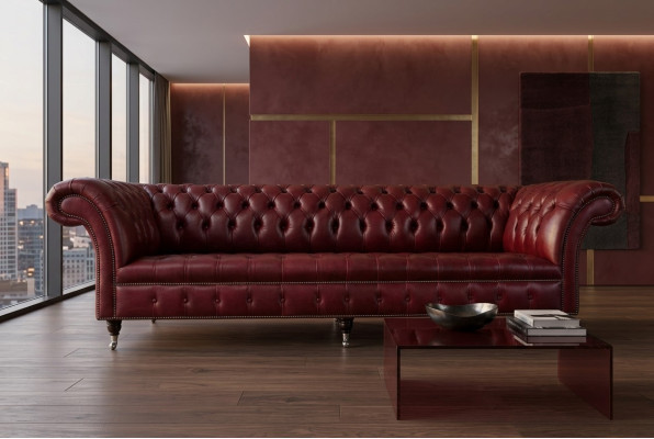 Divano Chesterfield di design 4 posti in tessuto poltrona di lusso. Divani classici in tessuto.