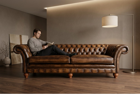Divano Chesterfield 4 posti in soggiorno, divano, transazioni, divani imbottiti nuovi XXL Big.