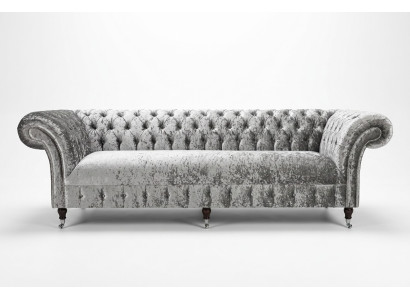 Argento Chesterfield Tessuto Divano in pelle Divano Imbottitura Grande Cuscino Seduta Nuovo 265cm