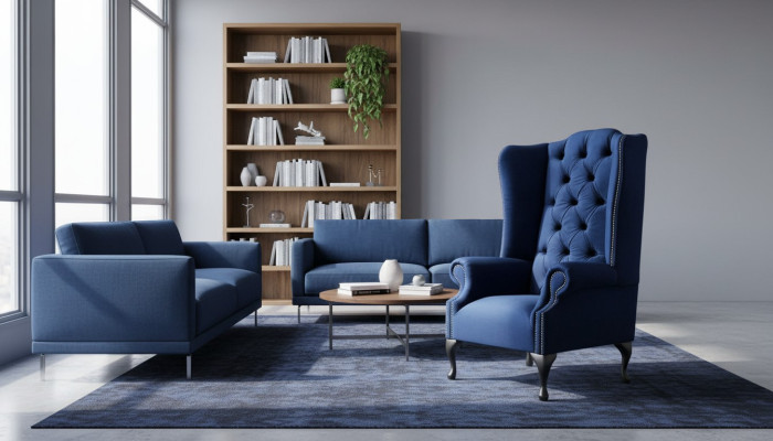 Chesterfield poltrona poltrona divano relax imbottito divano designer Royal Blue