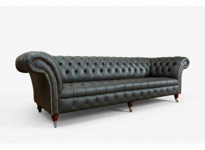 Grigio Chesterfield divano a 4 posti Big Sofa in tessuto pelle imbottito divani