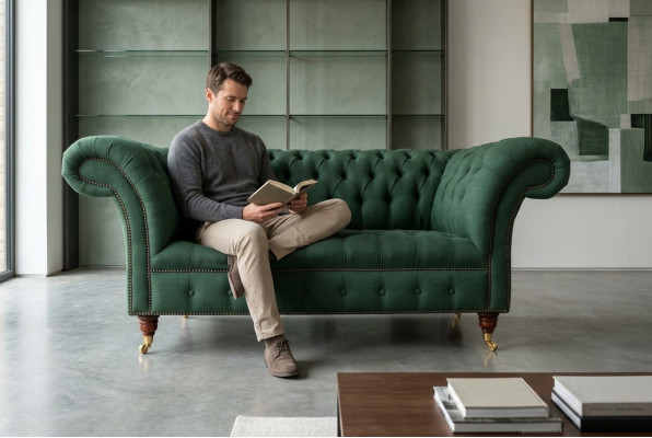 Mobili imbottiti classici Chesterfield Divano verde in tessuto in pelle Stoff Fornitore di divani
