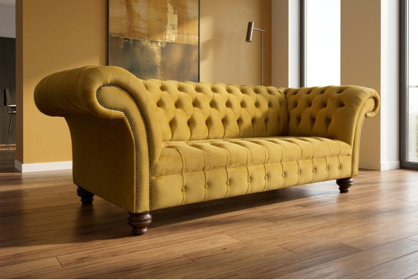 Designer Chesterfield Set di divani in velluto 4 pezzi.