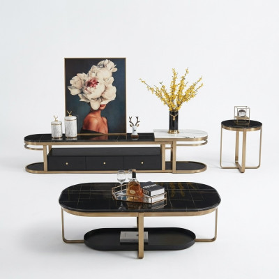 Set da soggiorno: credenza, tavolino, tavolino da caffè, tavolo, 3 pezzi completo.