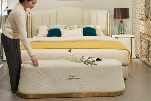 Letto Letto imbottito Camera da letto di lusso Design Letti Tessuto Pelle Struttura del letto
