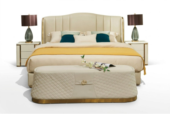 Letto Letto imbottito Camera da letto di lusso Design Letti Tessuto Pelle Struttura del letto