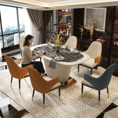 Tavolo da pranzo in pelle e pietra di design Tavoli da pranzo moderni mobili 160x90 Tavoli  Tavolo da pranzo in pelle e pietra di design. Moderni mobili da tavolo 160x90.