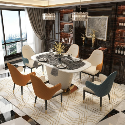 Tavolo da pranzo in pelle e pietra di design Tavoli da pranzo moderni mobili 160x90 Tavoli  Tavolo da pranzo in pelle e pietra di design. Moderni mobili da tavolo 160x90.
