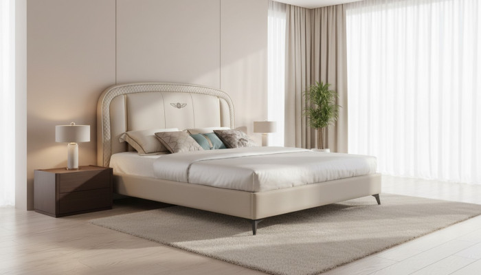 Letto imbottito di design di lusso doppio con decorazioni da hotel 180x200cm camera da letto.