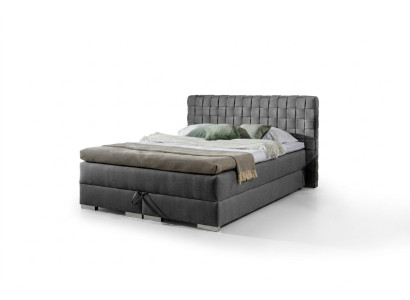 Design del letto di lusso dell'hotel, letto matrimoniale 200x200 cm in tessuto grigio, letto boxspring nuovo da 200x200 cm.