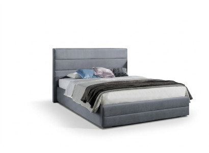 Classico Grigio Designer letto da camera in tessuto di pelle imbottito 180x200cm nuovo