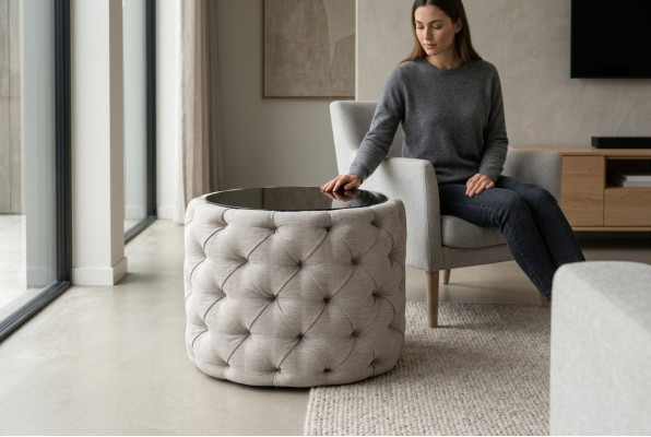 Tavolino laterale Chesterfield comodino Comodini rotondi Armadietto Imbottito 60cm
