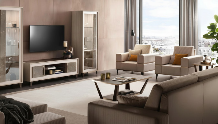 Sofà 3211 design 3 posti set divani imbottiti poltrone 4 pezzi tessuto relax nuovo