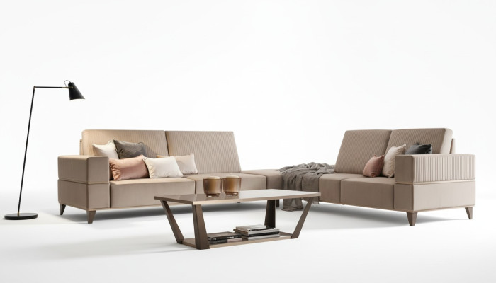 Tavolino da salotto Tavolo Imbottito Design Tavolo in Vetro in Legno per Divano Marrone Tavolini