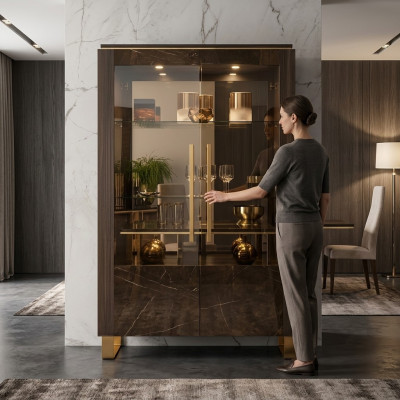 Mobile vetrina vetrine di lusso armadio in legno stile vetro scaffale armadi