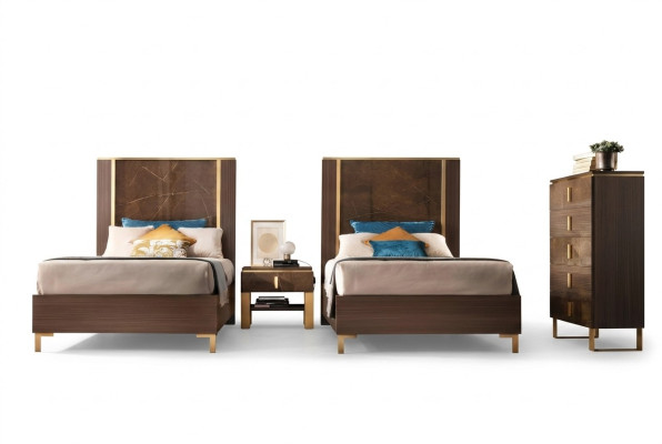 Letto Comodino Sgabello Set da camera da letto 4 pezzi Design Moderno Di lusso Letti