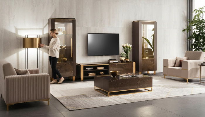 Set di mobili da soggiorno Designer Soggiorno Credenza 2x Vetrina 3 pezzi.