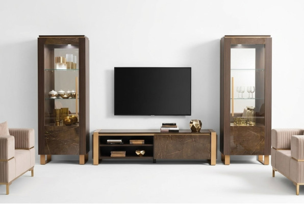Set di mobili da soggiorno Designer Soggiorno Credenza 2x Vetrina 3 pezzi.