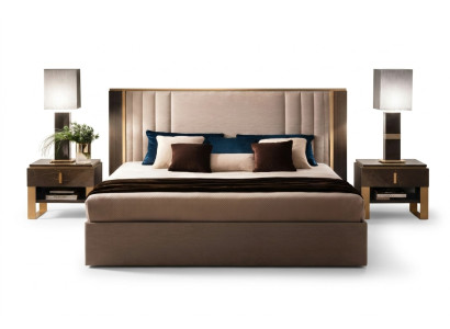 Letto 2x Comodino 3 pezzi Set Camera da letto Design Moderno Lusso Italiano.