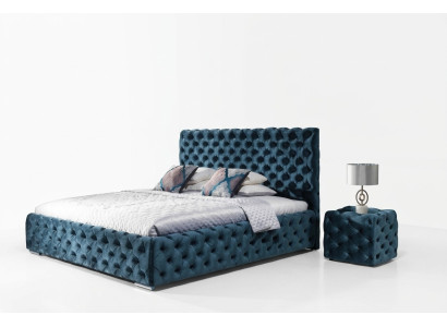 Letto matrimoniale in velluto camera da letto letto Chesterfield comodino  set da 3 pezzi