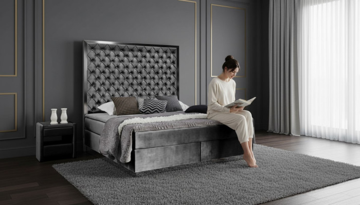 Letto con contenitore in tessuto Mobili Letti Tessile Camera da letto Design Chesterfield