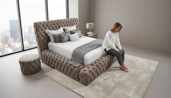 Tessile letto Arredamento Camera da letto Mobili di lusso Letti moderni Chesterfield Boxspring Nuovo